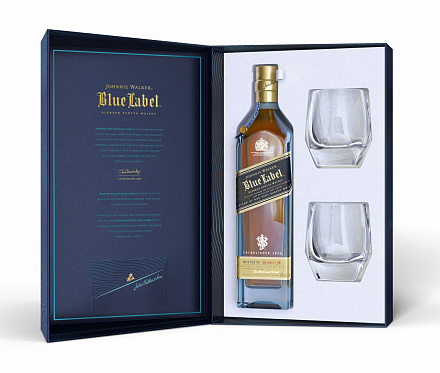 Виски Johnnie Walker Blue Label  Джонни Уокер Блю Лейбл в подарочной коробке + 2 ст  700 мл