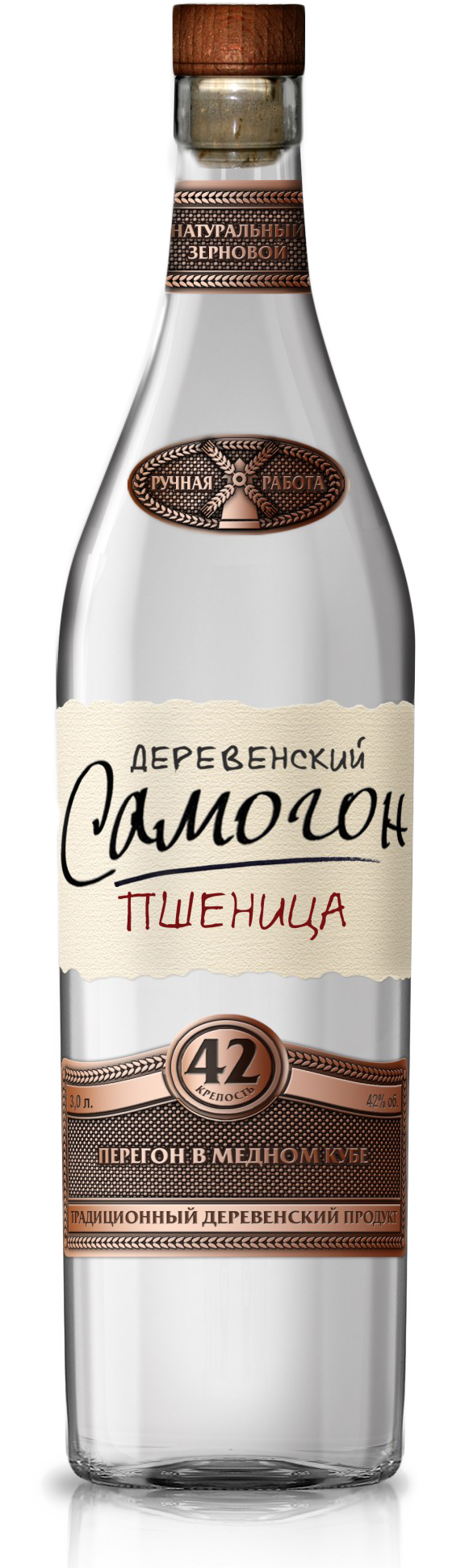 Водка  Деревенский Самогон Пшеница в п/у с помпой  3000 мл
