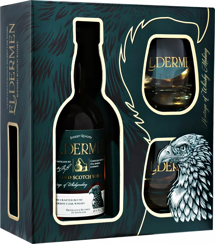 Виски   Виски Eldermen Blended Scotch Whisky gift box with 2 glasses  500 мл 40%