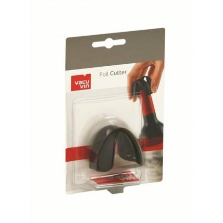 Обрезатель фольги + держатель пробки VacuVin Foilcutter Black, блистер