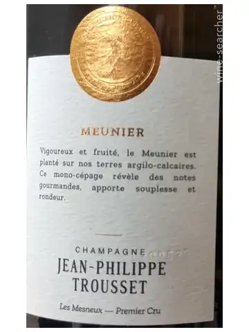 Шампанское Jean-Philippe Trousset Premier Cru Les Mesneux Meunier Brut Nature 2019  750 мл 