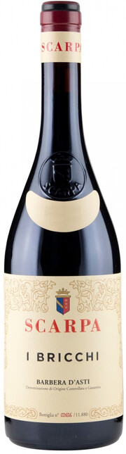 Вино Scarpa Barbera d'Asti I Bricchi 2022 750 мл 14%