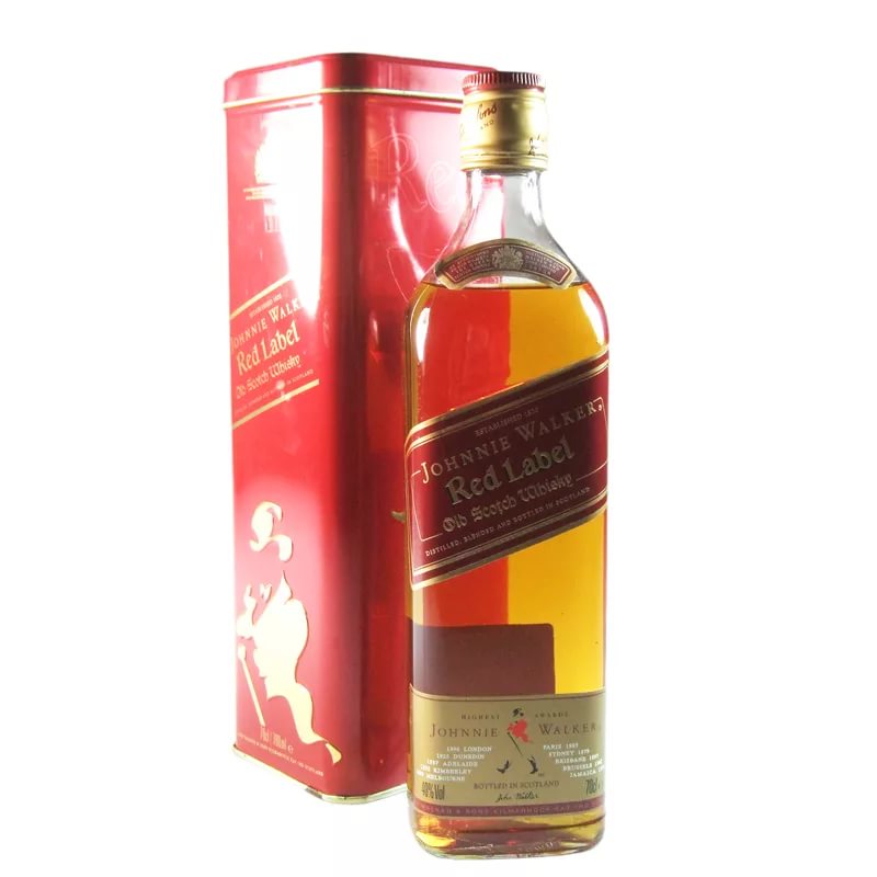 Виски Johnnie Walker, Джонни Уокер Рэд Лэйбл (красная этикетка) в метал. подарочной упаковке 700 мл