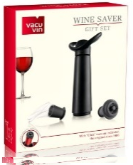 Вакуумный насос Wine Saver Giftset (1 WS Concerto, 2 Wine Servers, 2 st.), цвет: черный, подарочная коробка  (1 насос+2 пробки+2 каплеуловителя)