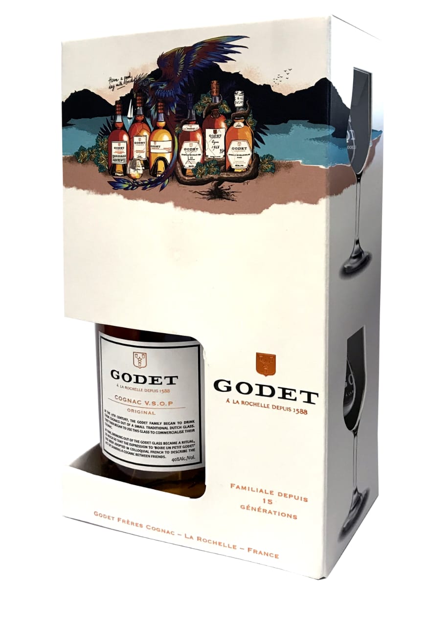 Коньяк Godet  Original  VSOP  gift box with glass  700 мл