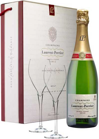 Подарочный набор Laurent-Perrier  Brut gift box with 2 glasses  Лоран-Перье  Брют с двумя бокалами