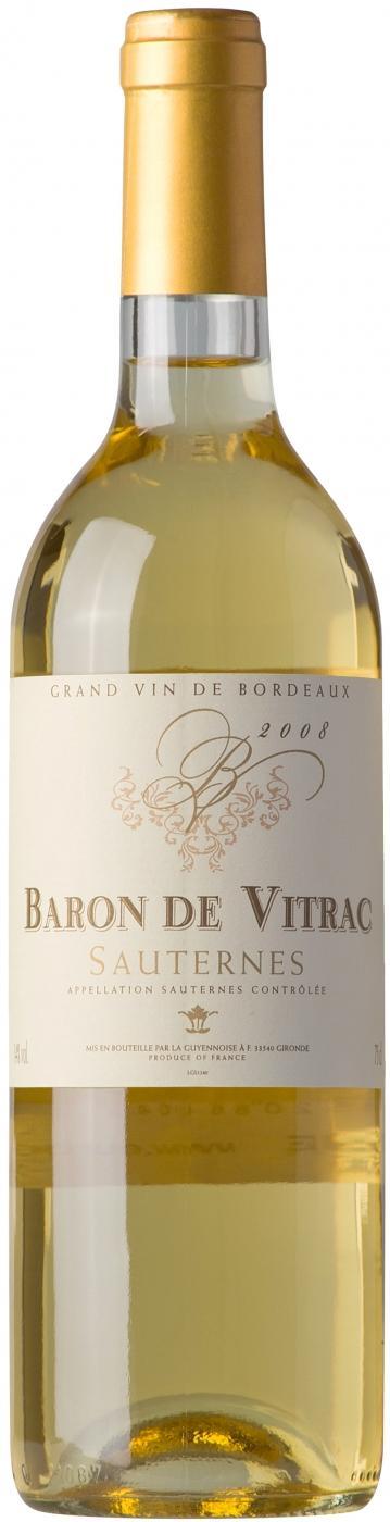 Вино Baron de Vitrac, Sauternes AOC,Барон де Витрак, 2008, 0.75 л