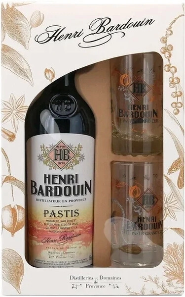 Ликер Pastis Henri Bardouin GB + 2 Glasses   gift box +glass  700 мл 45%