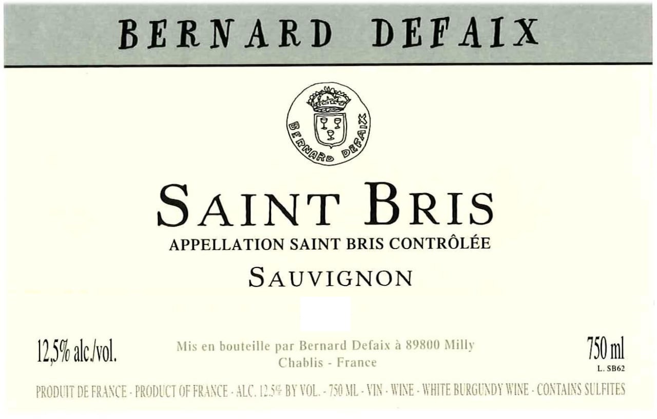 Вино Domaine Bernard Defaix Saint Bris Sauvignon  2019 750 мл