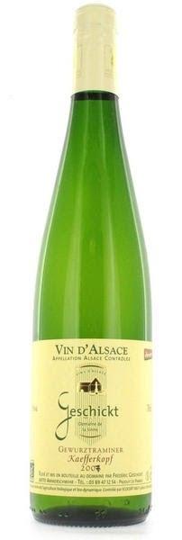 Вино Domaine Geschikt, Gewurztraminer Grand Cru Kaefferkopf, Домен Гешикт, Гевюрцтраминер Гран Крю Кефферкопф 2014 бел.сух. 0,75
