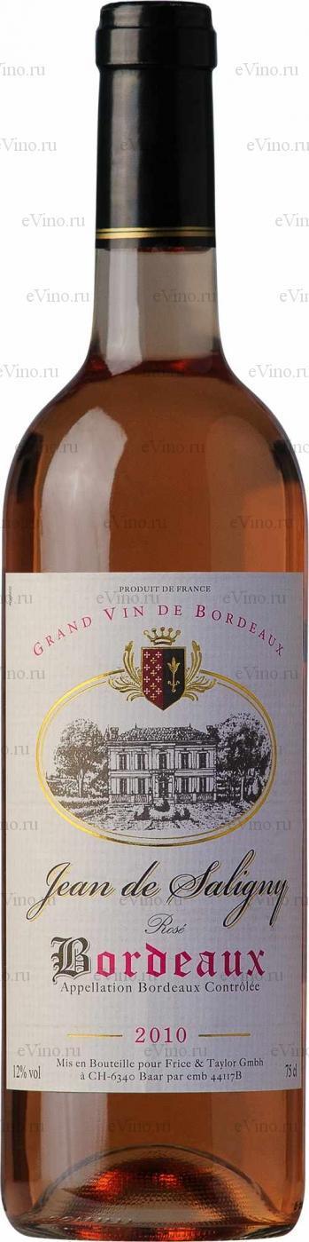 Вино Jean de Saligny Rose, Bordeaux AOC,Жан де Салиньи, Бордо Розэ, 2010, 0.75 л