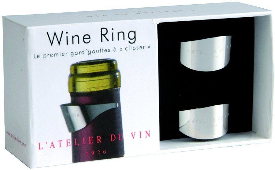 Каплеуловитель L'Atelier du Vin  Drop Stop  Wine Ring  Silver  Set 2 pce Каплеуловитель  Вайн Ринг серебристый набор из 2 штук  в подарочной упаковке