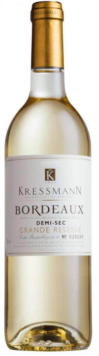 Вино Kressmann Grande Reserve  Bordeaux AOC Demi-sec   Крессманн Гранд Резерв Бордо полусухое 2010 750 мл