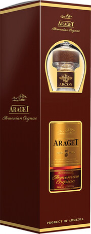Коньяк Araget 5 years old  Арагет 5 лет  п/у с бокалом 500 мл