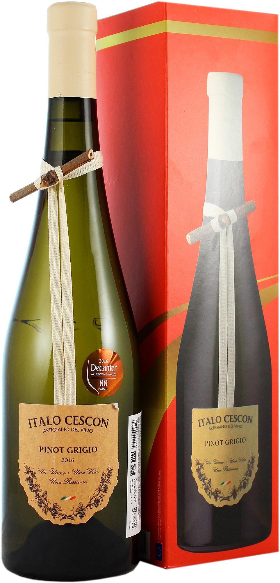Вино Italo Cescon Chardonnay Piave DOC gift in box Итало Ческон Шардоне Пьяве в подарочной упаковке 2016 750 мл