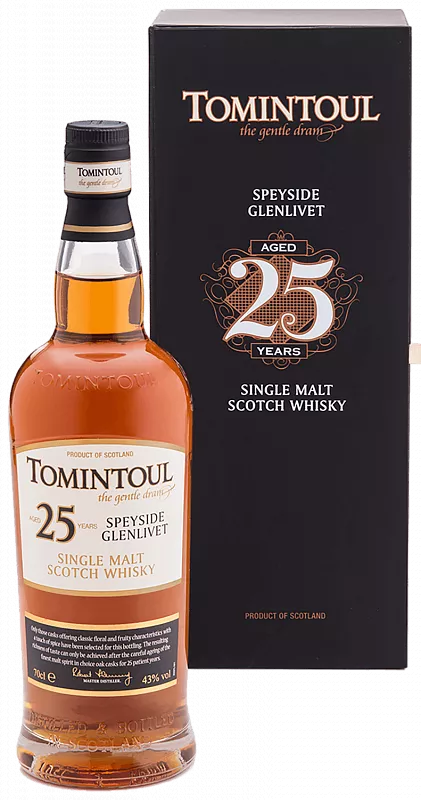 Виски Tomintoul Speyside Glenlivet 25 yo Томинтоул Спейсайд Гленливет в подарочной коробке 25 лет  700 мл