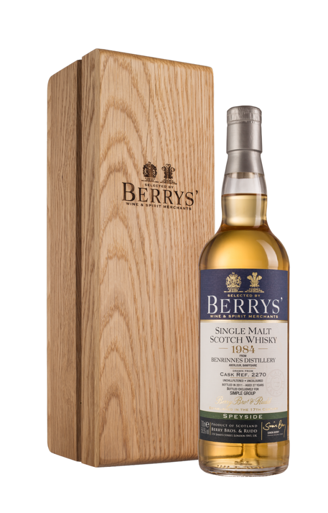 Виски Berrys Benrinnes Wooden box Беррис Бенриннес в деревянной коробке 1984 700 мл