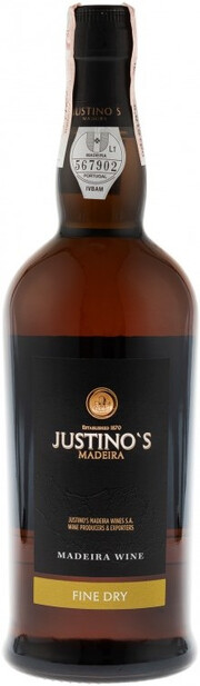 Вино Justino's Madeira Wines Fine Dry Madeira DOP  Жустино'с Мадейра Вайнс Файн Драй 750 мл 19%