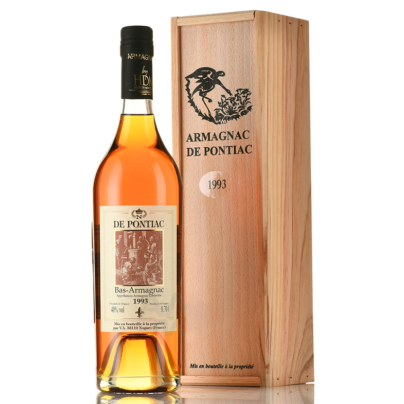 Арманьяк  De Pontiac Vintage  Bas-Armagnac wooden box   1993 700 мл   40 %