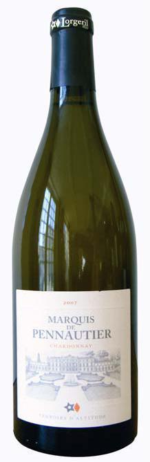 Вино Vignobles Lorgeril Marquis de Pennautier Terroirs d'Altitude Chardonnay d'Oc Виньобль Лоржериль Марки де Пеннотье Терруар д'Альтитюд Шардонне Ок 2016 750 мл