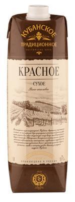 Вино Союз-Вино Кубанское Традиционное красное сухое 1000 мл