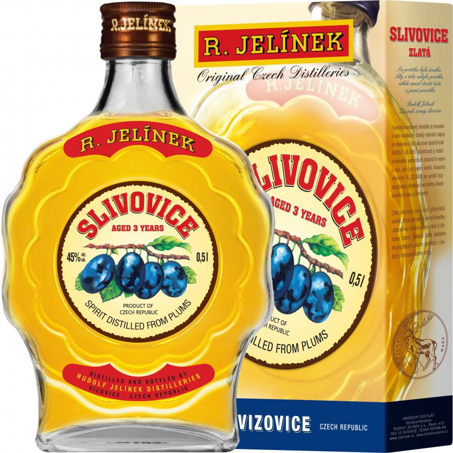 Бренди  R. Jelinek  Slivovitz  zlata  Рудольф Елинек   Сливовица Золотая Выдержанная в п/у  500 мл