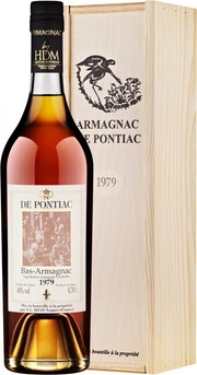 Арманьяк  De Pontiac Vintage  Bas-Armagnac wooden box   1979  700 мл   40 %