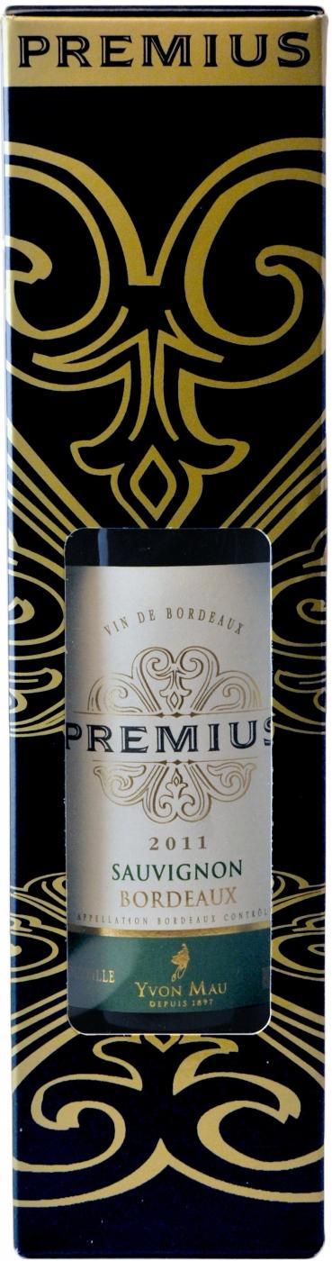 Вино Premius Sauvignon Bordeaux AOC gift box Премиус Совиньон Бордо в подарочной упаковке 750 мл
