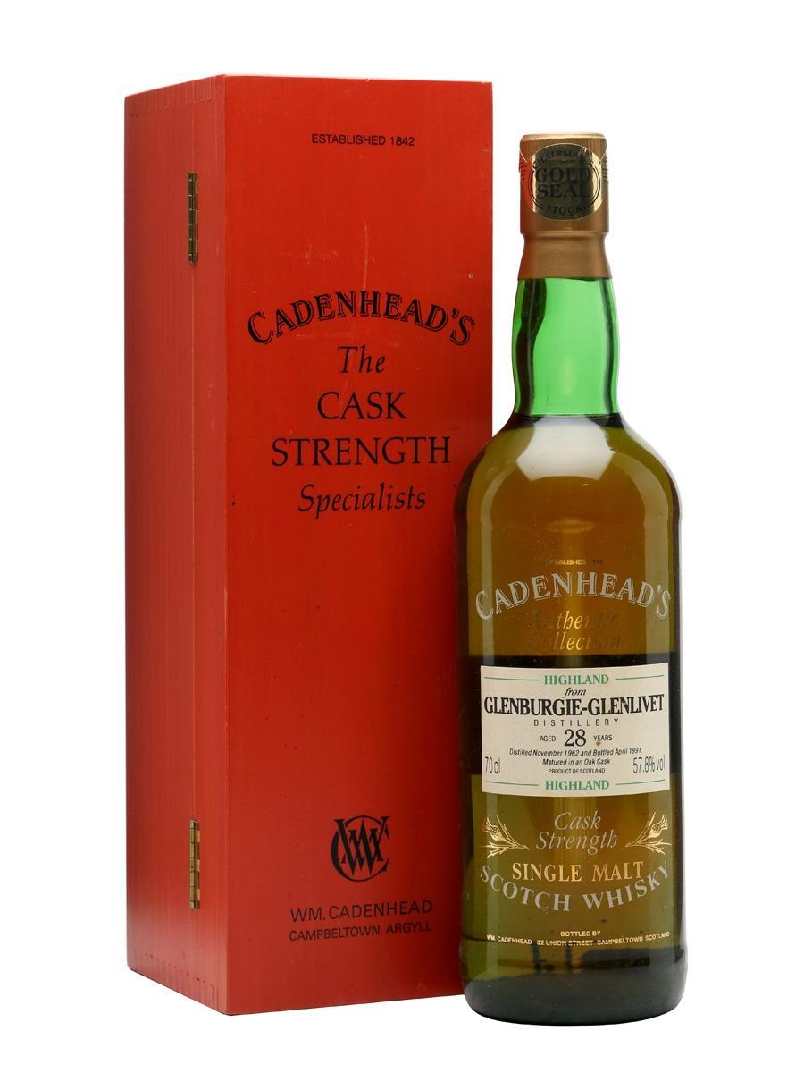 Виски Cadenhead`s, Glenburgie-Glenlivet, Гленбург-Гленливет, 1962,  51,1% №186  70cl  дер.кор.