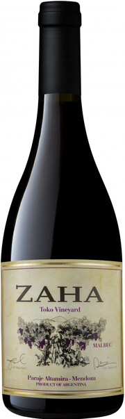 Вино Bodega Teho  Zaha Toko Vineyard Malbec  2019 750 мл