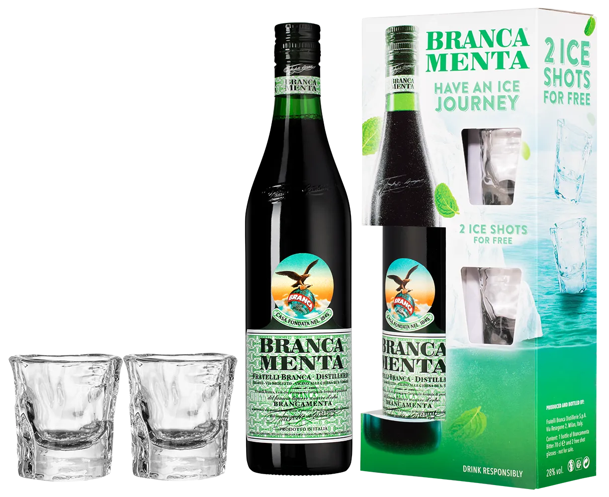 Ликер Branca Menta gift box with 2 shots  700 мл