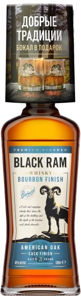 Виски  Black Ram Bourbon Finish 3 Years Old   with glass  700 мл