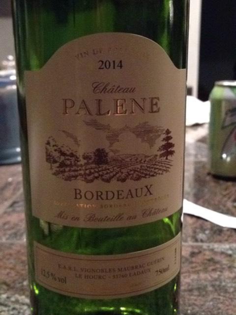 Вино Chateau Palene, Bordeaux, blanc AOC, 2014/Шато Пален, Бордо блан 2014 750 мл