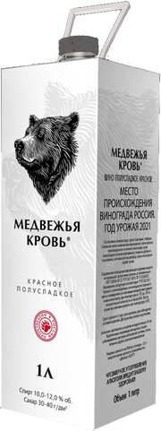 Вино Прохлада  Медвежья Кровь полусладкое ПЭТ-Пак 1000 мл  12%