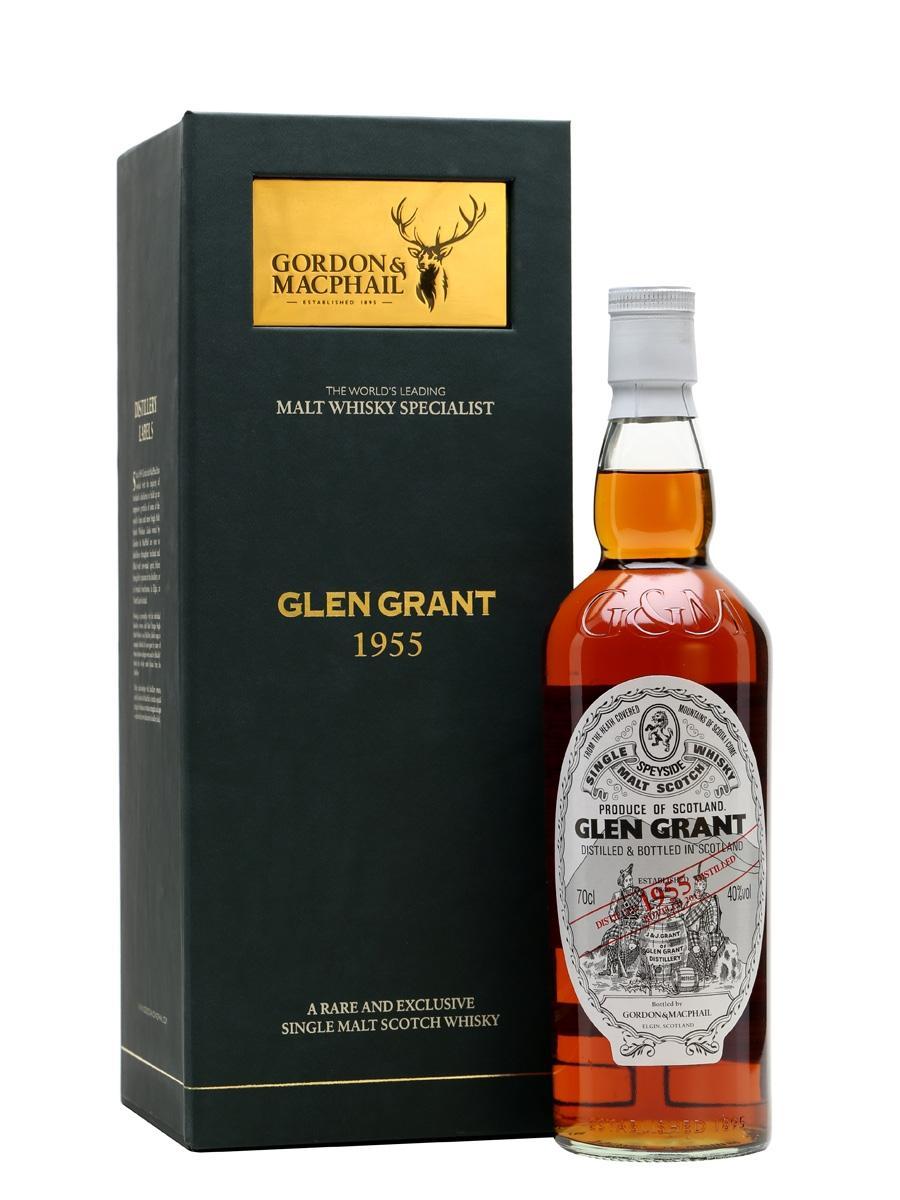 Виски Glen Grant  Sherry Cask, Глен Грант, 1955, 40% 75cl старый розлив хрустальный декантер в деревянной коробке с хрустальным бокалом  Бутилирован в 85году