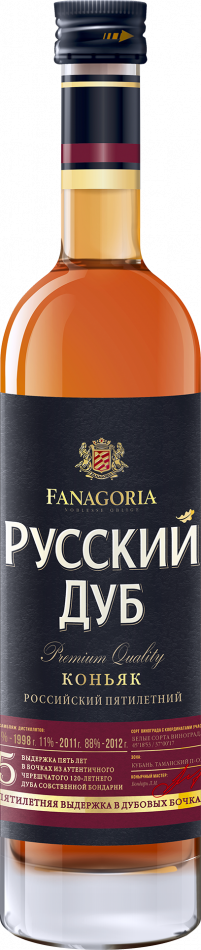 Коньяк Фанагория Русский Дуб 5 лет 100 мл