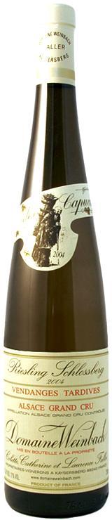Вино Domaine Weinbach  Riesling Grand Cru Schlossberg Vendanges Tardives  Домен Вайнбах  Рислинг Гран Крю Шлессберг Ванданж Тардив  2004 750мл