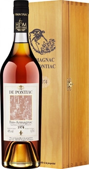 Арманьяк  De Pontiac Vintage  Bas-Armagnac wooden box   1974  700 мл   40 %