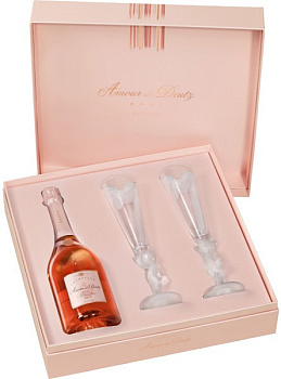 Шампанское  Amour de Deutz Brut Rose gift box with 2 glasses  2009 750 мл