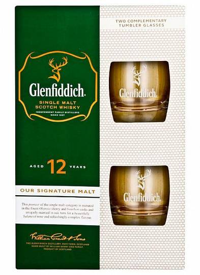 Виски Glenfiddich 12 Years Old with glasses 750 мл