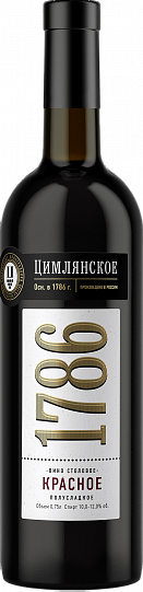 Вино Цимлянское 1786 красное  полусладкое  750 мл