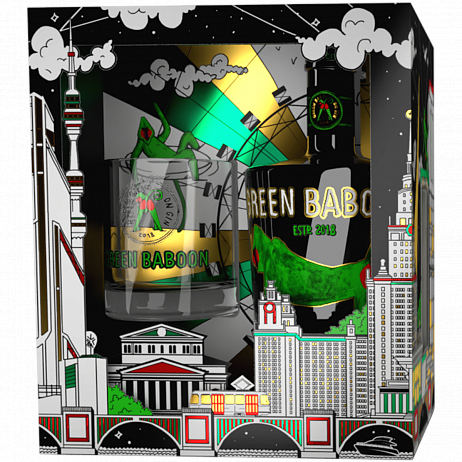 Джин  "Green Baboon"  gift box +glass 700 мл