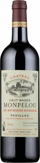 Вино Chateau Haut-Bages Monpelou Pauillac AOC  2015 750 мл