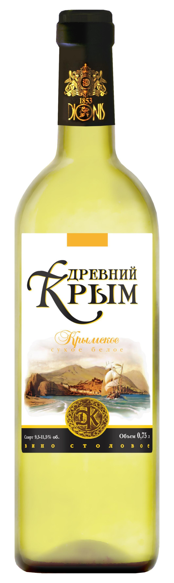 Вино "Древний Крым Крымское" столовое сухое белое 9,5-11,5%