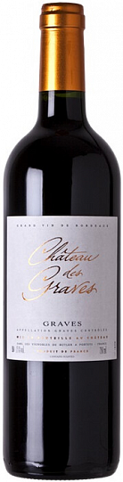 Вино  Chateau des Graves  Rouge Graves AOC  Шато де Грав Руж 2015  750 м