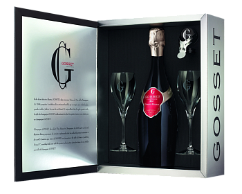 Шампанское Gosset Grande Reserve Brut  set with 2 glasses and stopper  750 мл