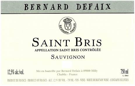 Вино Domaine Bernard Defaix Saint Bris Sauvignon  2019 750 мл