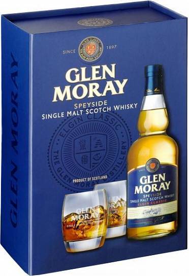 Подарочный набор Glen Moray Elgin Classic gift box with 2 glasses Глен 