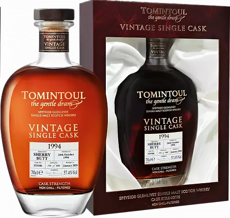 Виски Tomintoul Speyside Glenlivet Vintage Single Cask Single Malt Scotch Whisky 1994