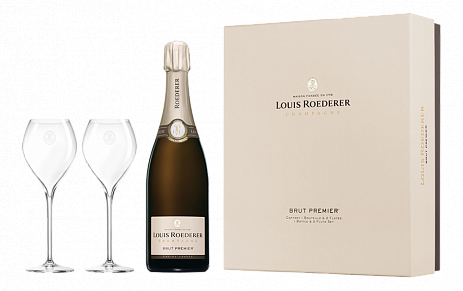 Шампанское Louis Roederer Brut Premier AOC grafika   gift box  2 glass  2016 750